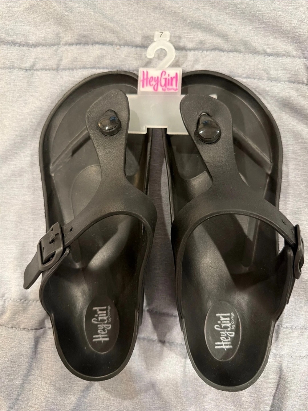 Corkys Black Women's Thong Sandals with Buckle